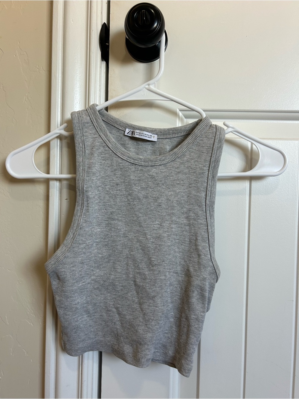 Zara Light Gray Ribbed Cropped Tank